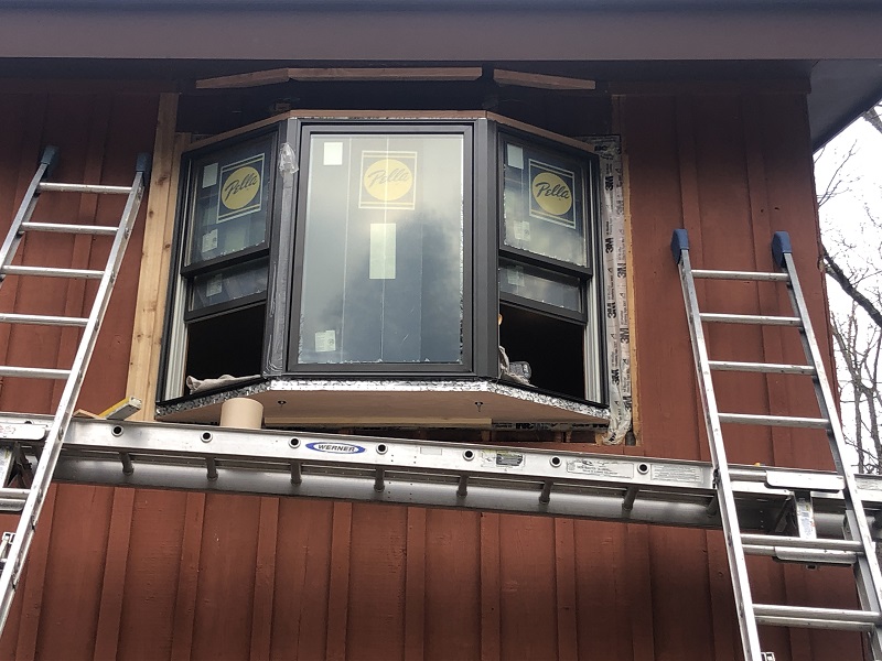 Pella Lifestyle bay window being installed in Stamford, CT